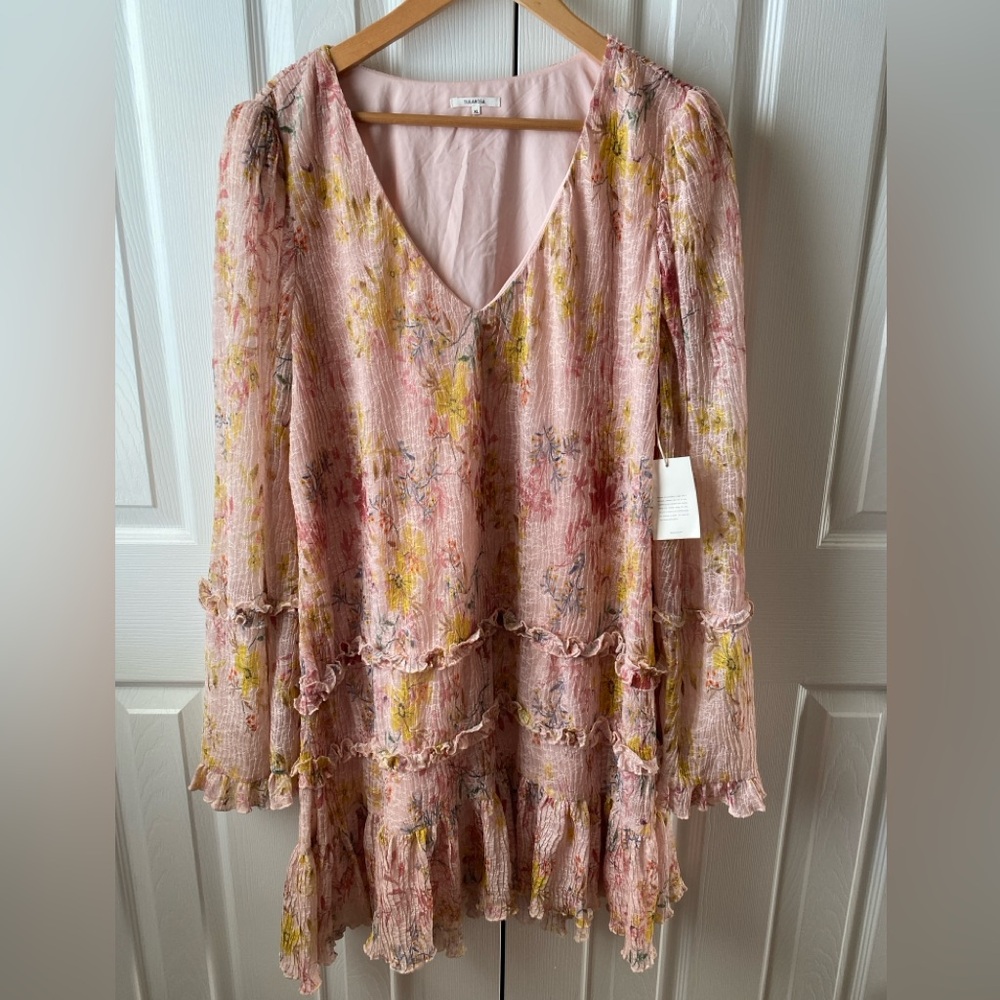 Tularosa Floral Long Sleeve Dress - Pink and Yellow - Picture 3 of 13